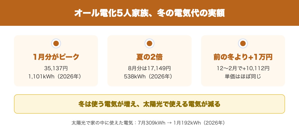 オール電化5人家族の冬の電気代の要点3つ