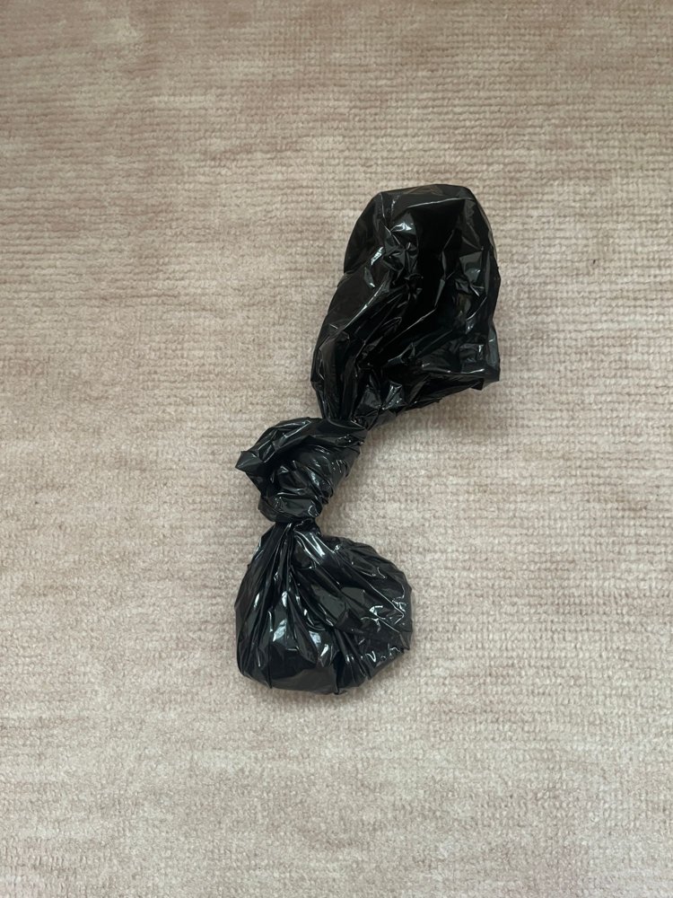 口を結んだ黒い袋